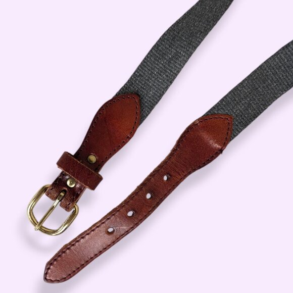 Red Leather & Grey Canvas Belt - Picture 3 of 5